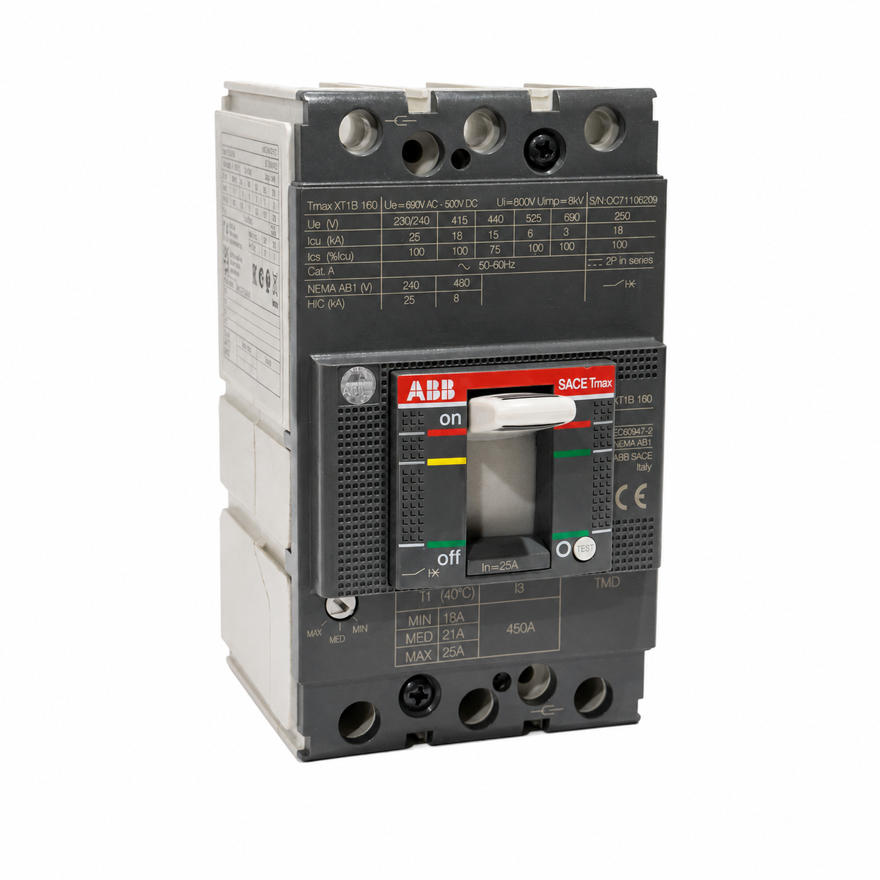ABB(XT1)کلید اتوماتیک سه پل 25 آمپر مارک ABB(XT1)کلید اتوماتیک سه پل 25 آمپر مارک